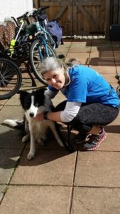 woman with border collie dog