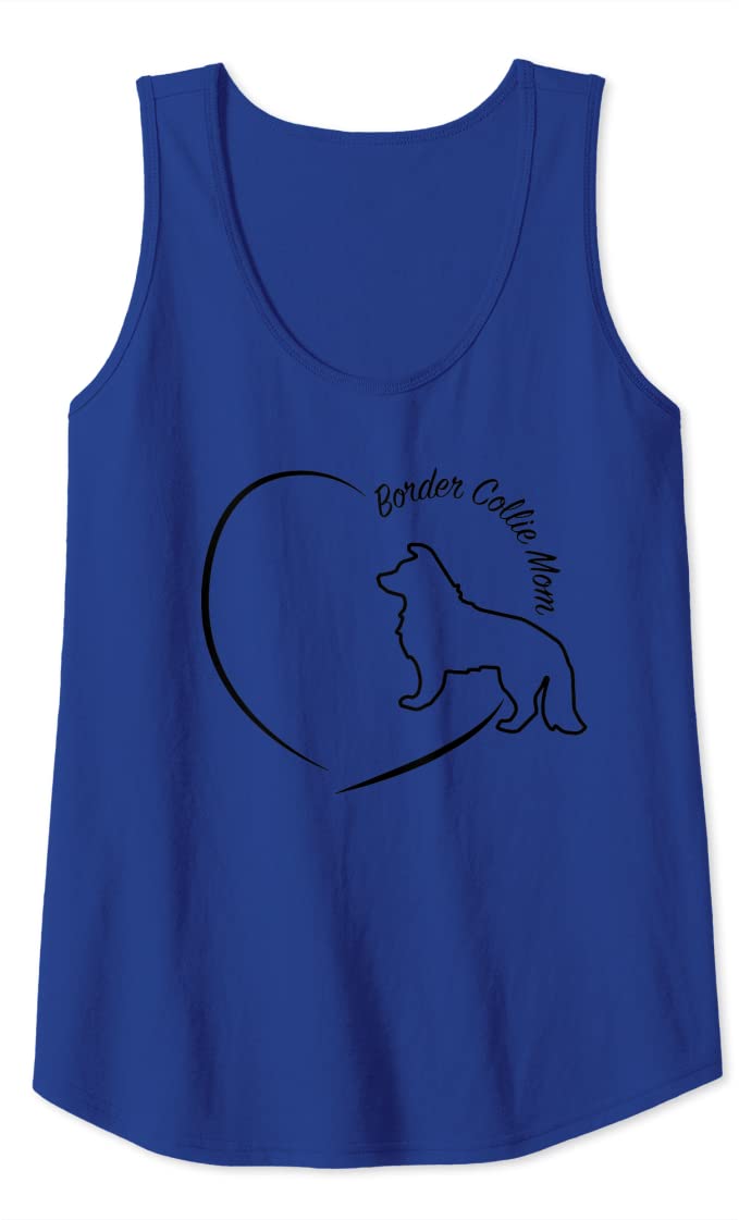 Border Collie Mom - Heart and Dog Outline Design Tank Top