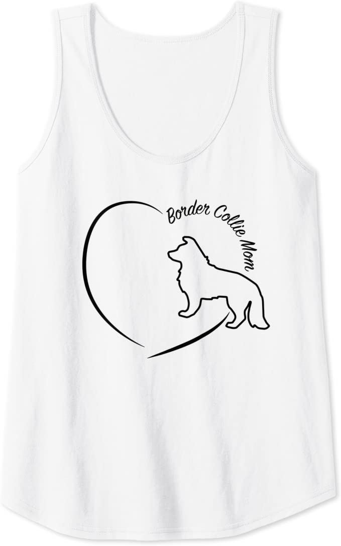 Border Collie Mom - Heart and Dog Outline Design Tank Top - Image 4